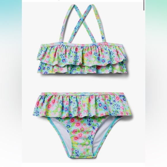 Janie and Jack Other - Janie and Jack | Pink and Blue Floral Ruffle Bikini | Size 12-18 months | NWT‎